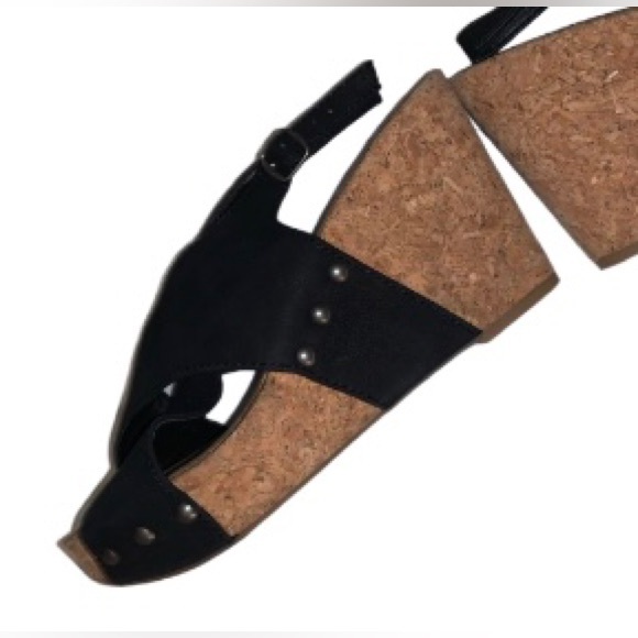 LUCKY BRAND CORK BLACK Wedges heels women’s size 8.5 - Picture 5 of 15